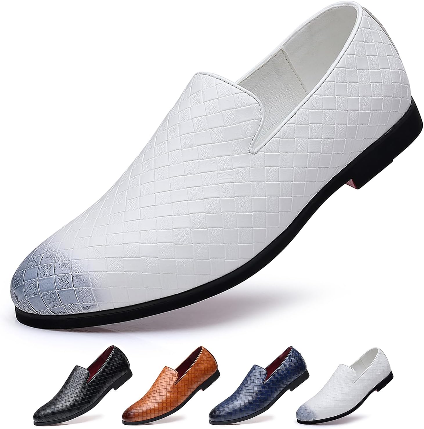 

Мужские веганские кожаные лоферы, слипоны, плоские, легкие, повседневные, и прогулок, деловые оксфорды Optigard, белый