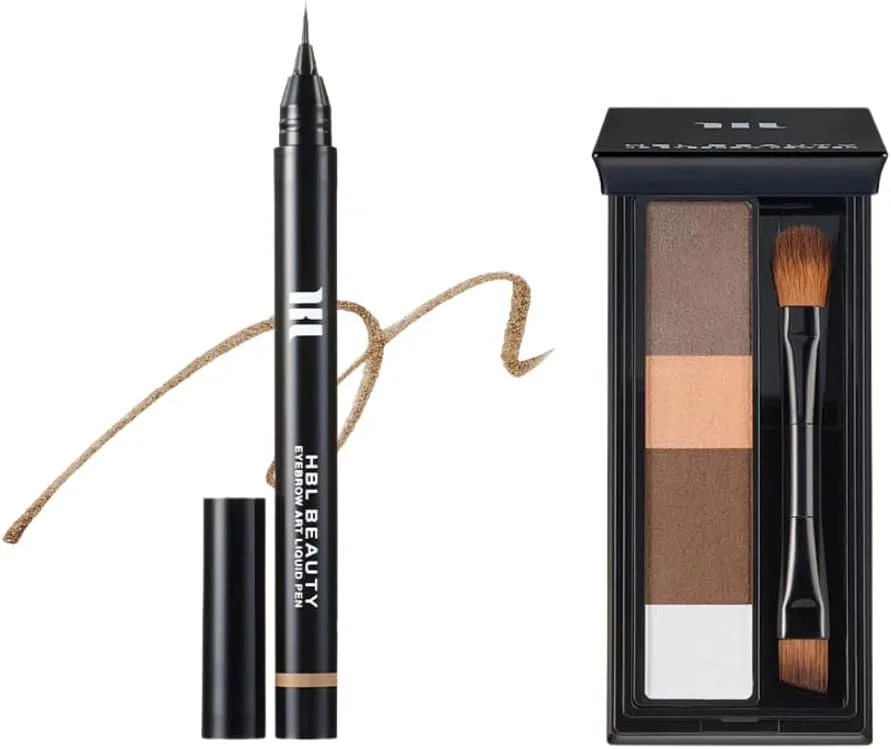 Набор для бровей HBL BEAUTY 4D пудра + жидкая подводка, 02 Brown