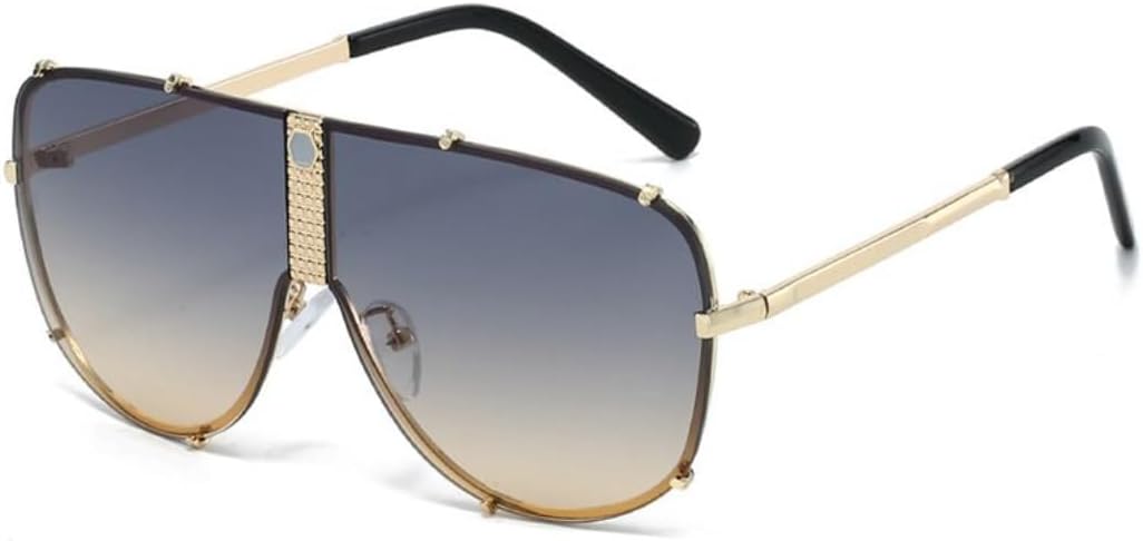 

Большие овальные солнцезащитные очки для женщин в стиле стимпанк, роскошные солнцезащитные очки для активного отдыха и вождения, защита от УФ-излучения UV400 TKKTLLT, C5goldgreenyellow