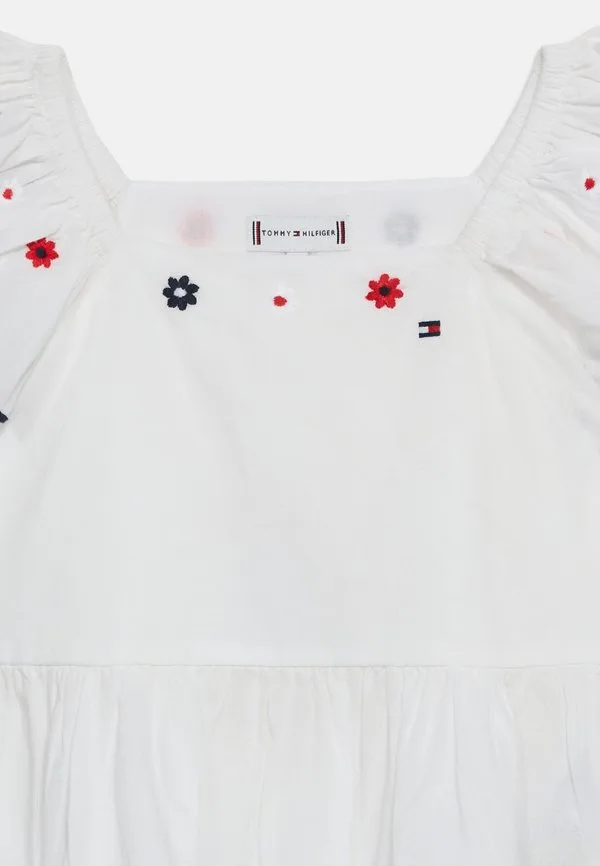 Блузка с цветочной вышивкой и оборками на рукавах Tommy Hilfiger, White — фото 4