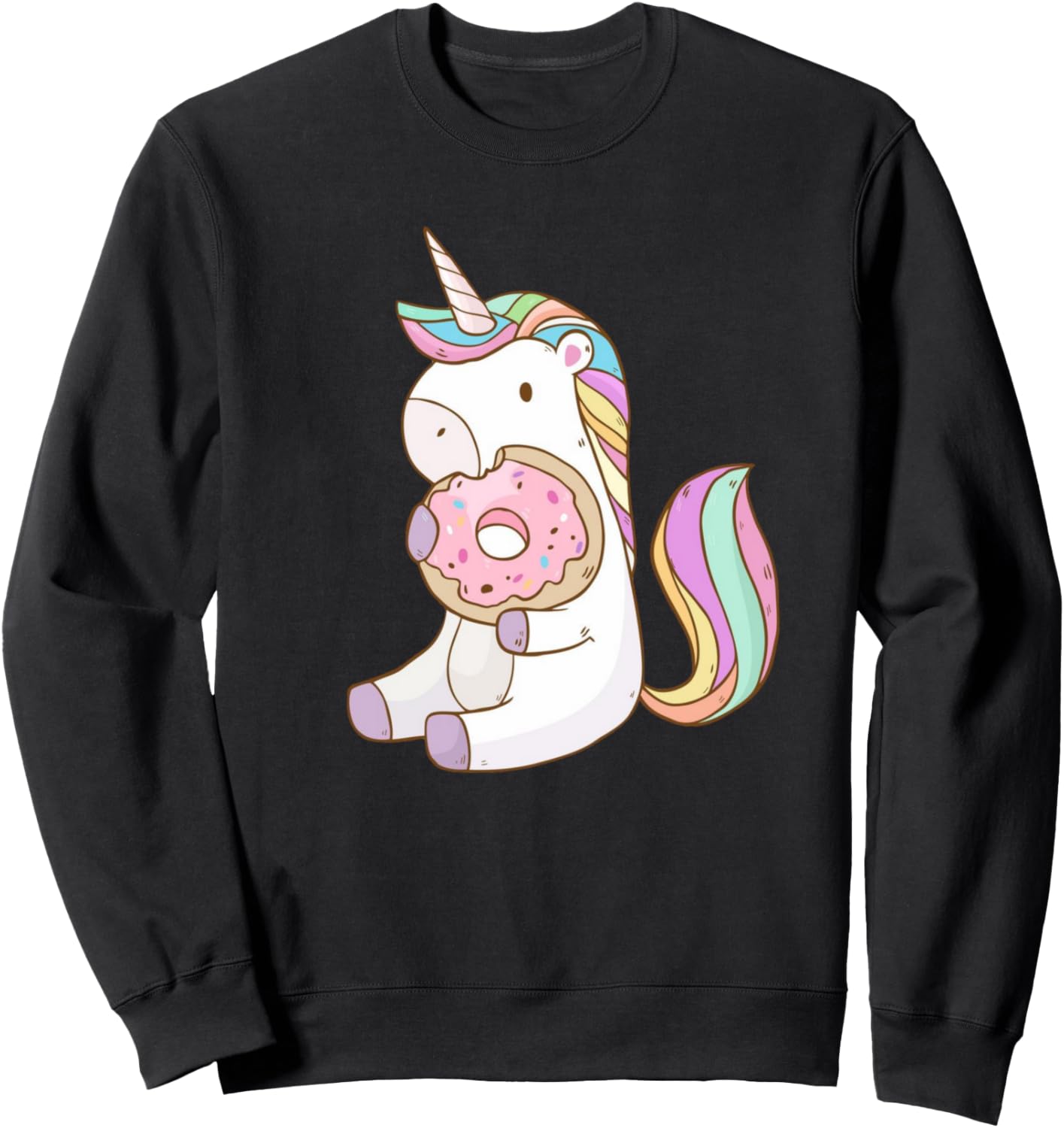 

Толстовка, Милый голодный единорог в толстовке, уплетающий вкусный пончик Unicorn Magic Apparel, черный