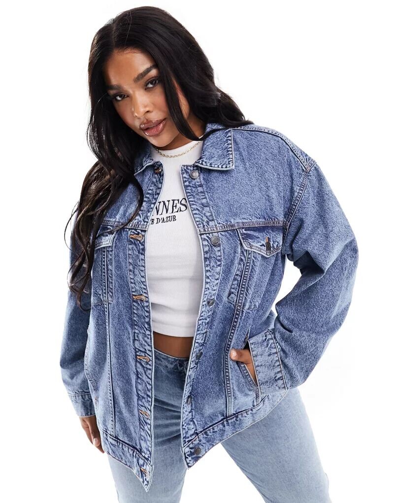 

Голубая джинсовая куртка оверсайз в стиле 90-х ASOS DESIGN Curve