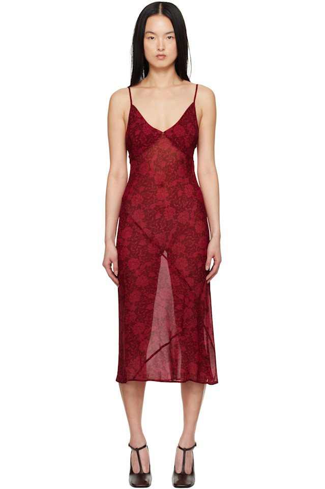 

Печатное платье миди Dries Van Noten, цвет cherry