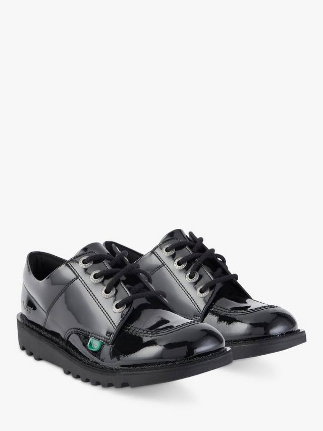 Детские кроссовки Kick Lo на шнурках Kickers, Black Patent — фото 3