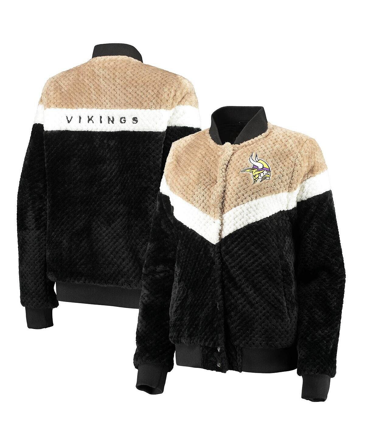 

Женская черная, кремовая куртка на кнопках Minnesota Vikings Riot Squad Sherpa G-III 4Her by Carl Banks