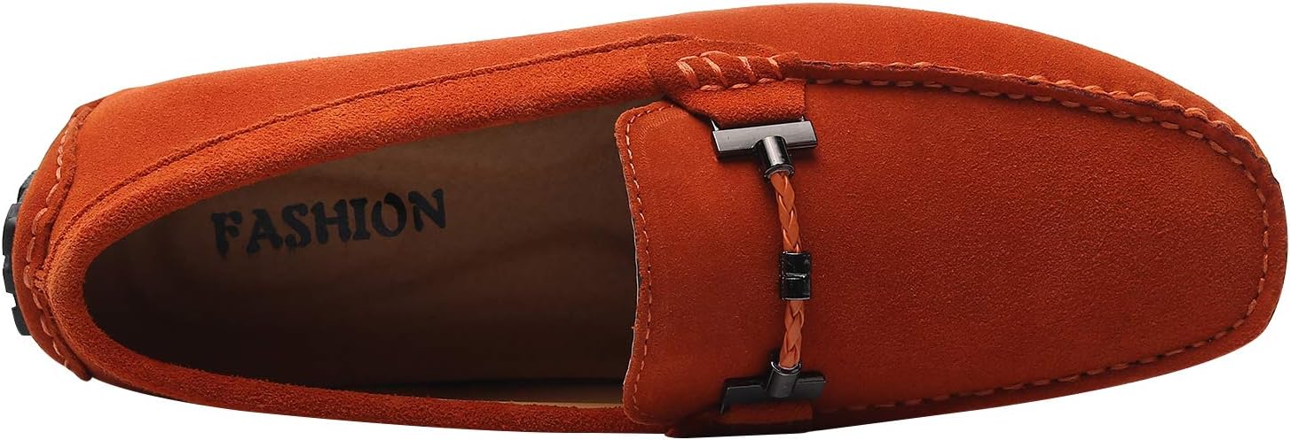 Мужские элегантные лоферы ANUFER с пряжкой, комфортные замшевые туфли, стильные мокасины, оранжевый — фото 4