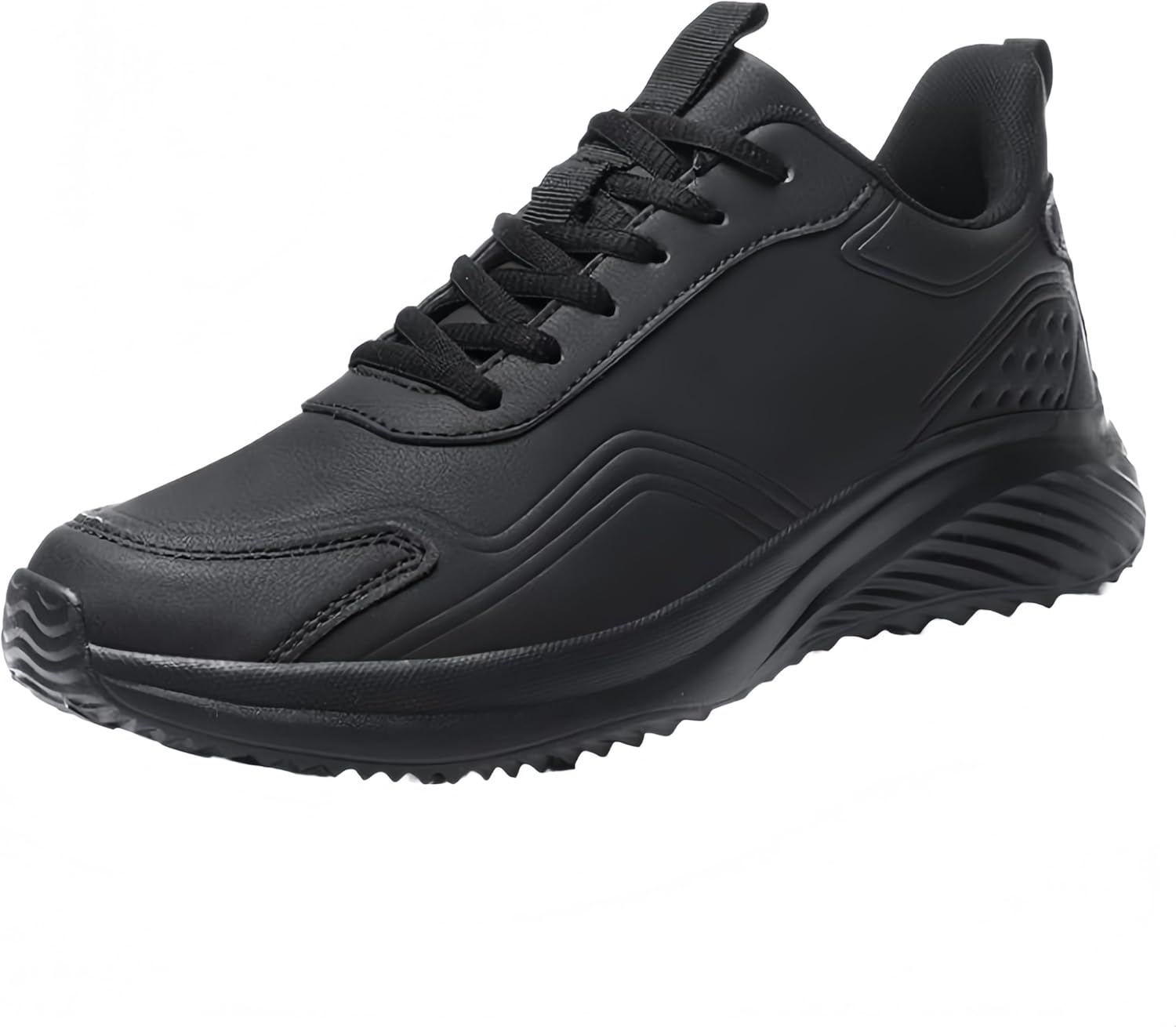 

Мужские кожаные спортивные кроссовки большого размера с амортизацией- легкие и удобные, на шнуровке, для тренировок и ходьбы Clolinde, черный