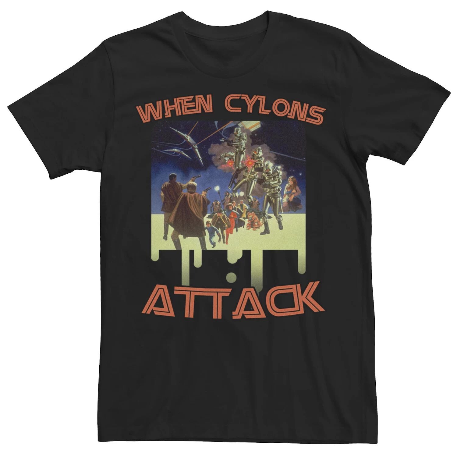

Мужская футболка Battlestar Galactica When Cylons Attack Licensed Character