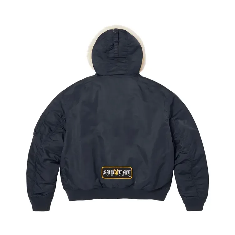 Supreme x Playboy Hooded Ma-1 'Navy' — фото 2