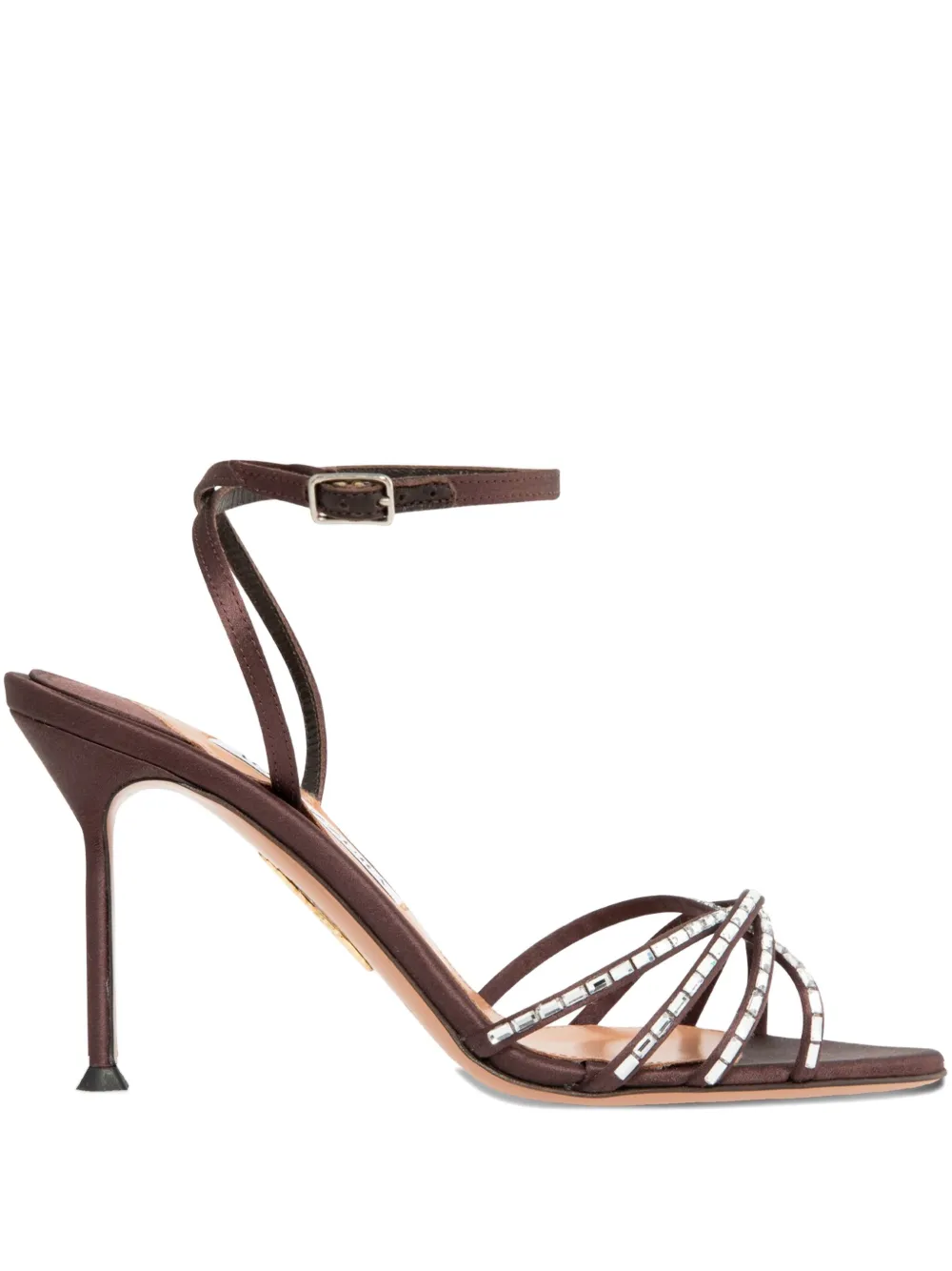 Сатиновые сандалии, украшенные кристаллами Aquazzura, коричневый
