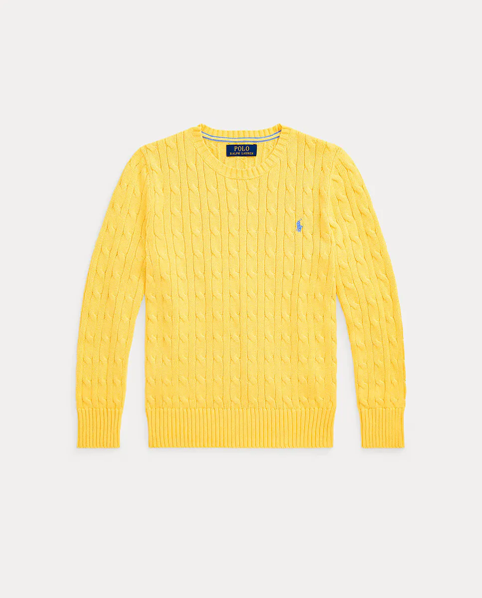 

Хлопковый свитер для мальчика в вязаном виде Polo Ralph Lauren, жёлтый