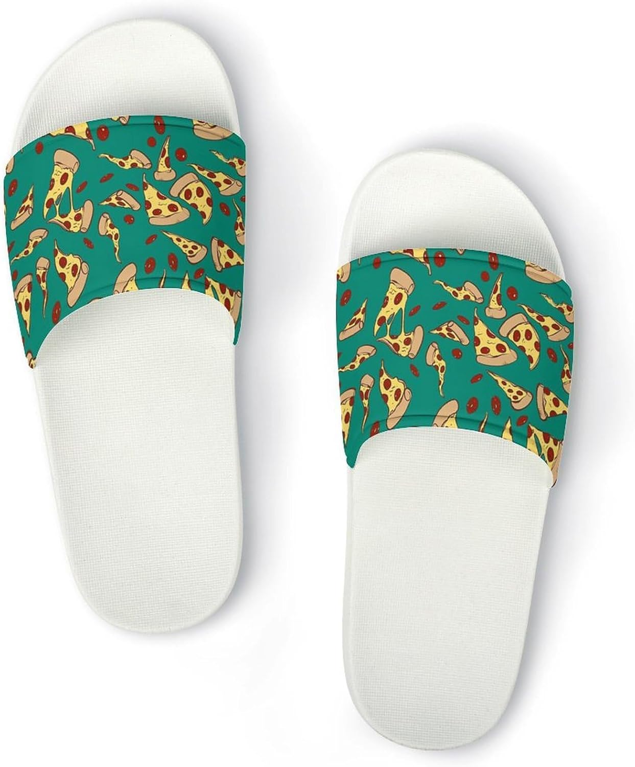 

Унисекс сандалии с принтом пиццы - сандалии с принтом - можно носить дома или на улице Generic, белый