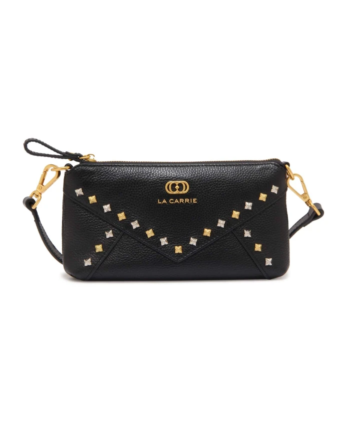 

Легкомысленный двойной кошелек/сумочка из черной кожи. La Carrie, черный