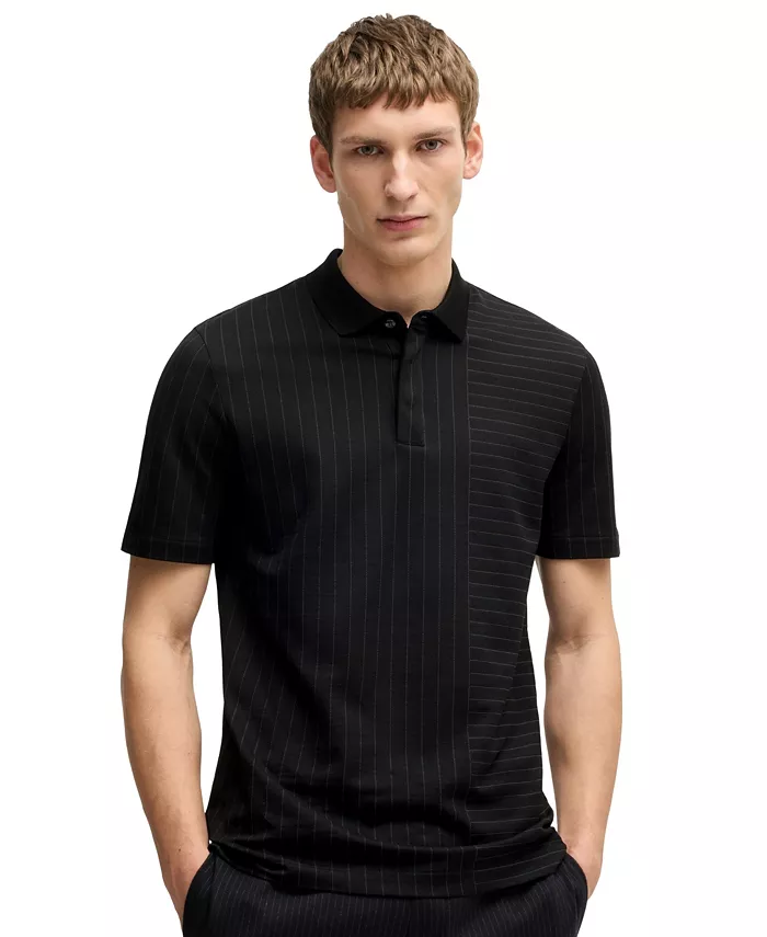 

Мужская поло из мерсеризованного хлопка Regular-Fit Hugo Boss, черный