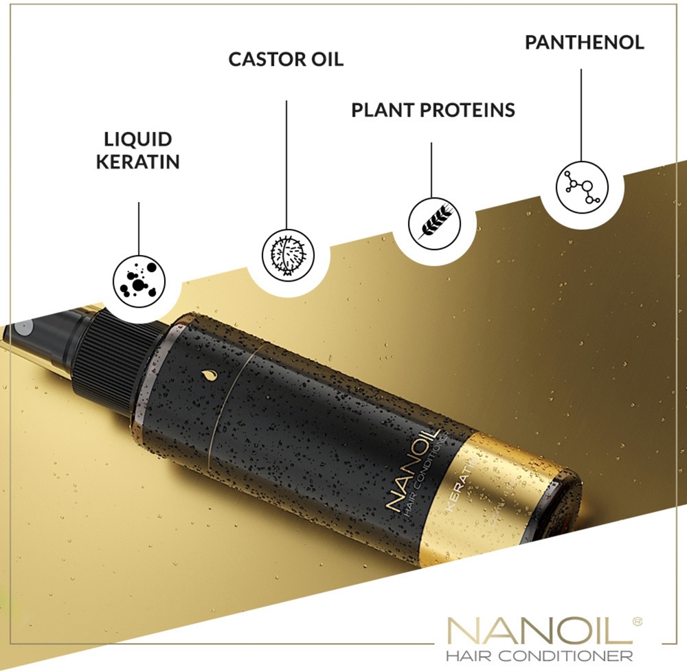 Кератиновый восстанавливающий несмываемый кондиционер с кератином Nanoil, 125 мл — фото 3