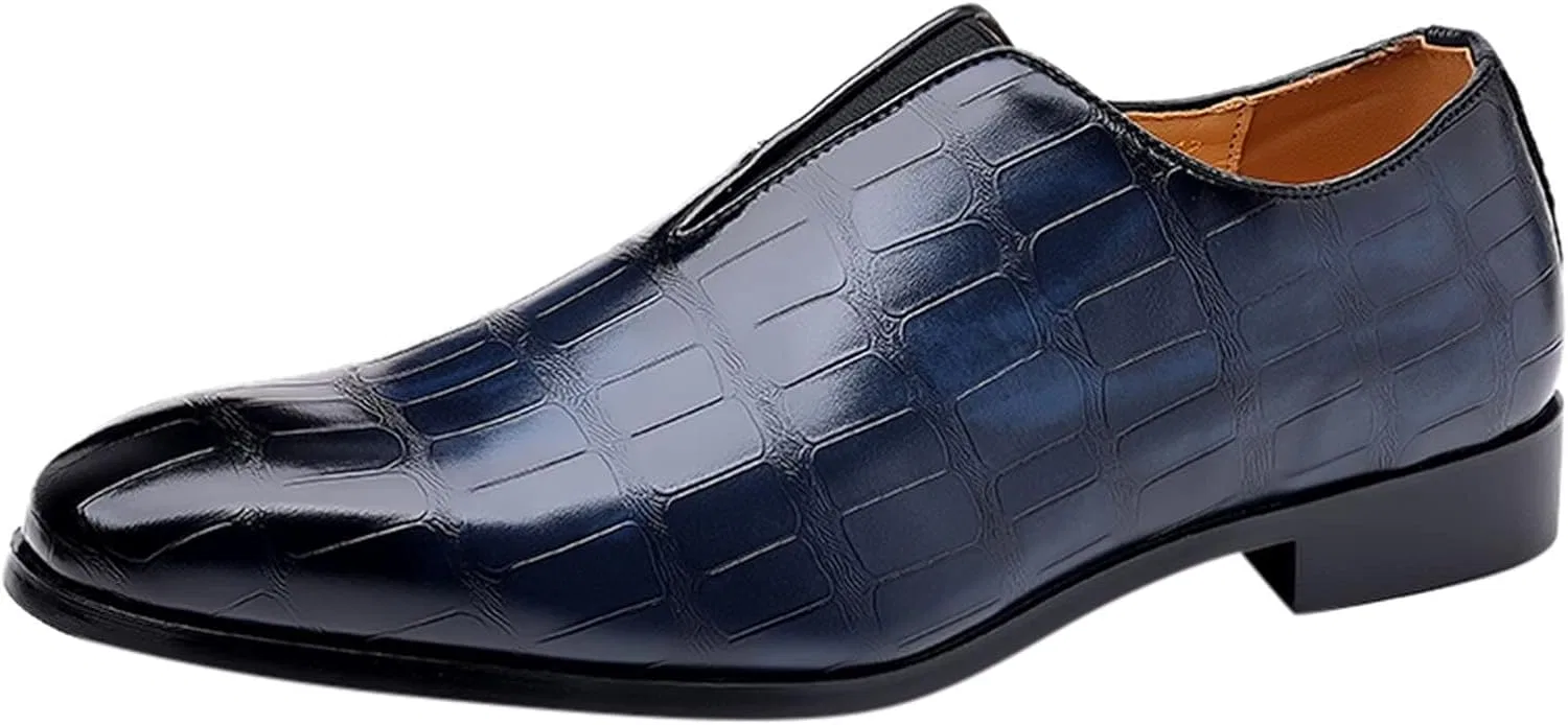 Туфли Herrenschuhe, Größe 9, Klassische Schuhe für Herren, zum Hineinschlüpfen, PU-Leder, niedrige Gummisohle, Blockabsatz, Arbeitskleidung, formelle Kleidung für Herren Generic, Blau