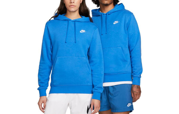 

Спортивная клубная флисовая кофта-пуловер с капюшоном Nike, синий