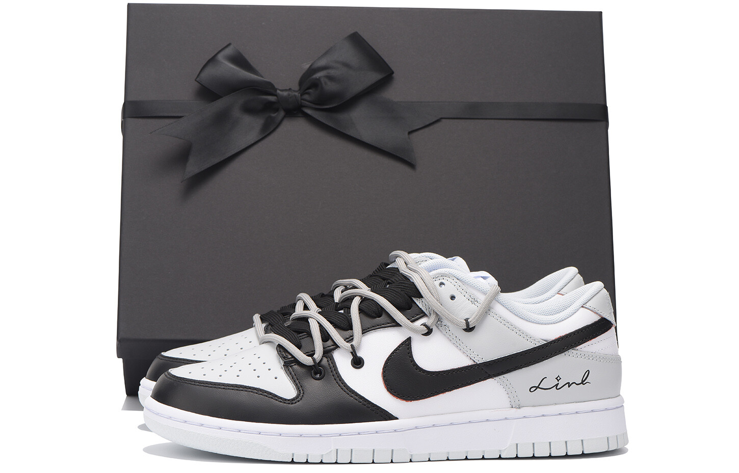

Кроссовки Nike Dunk Skateboarding Shoes Unisex Low-top Black, светло-серый