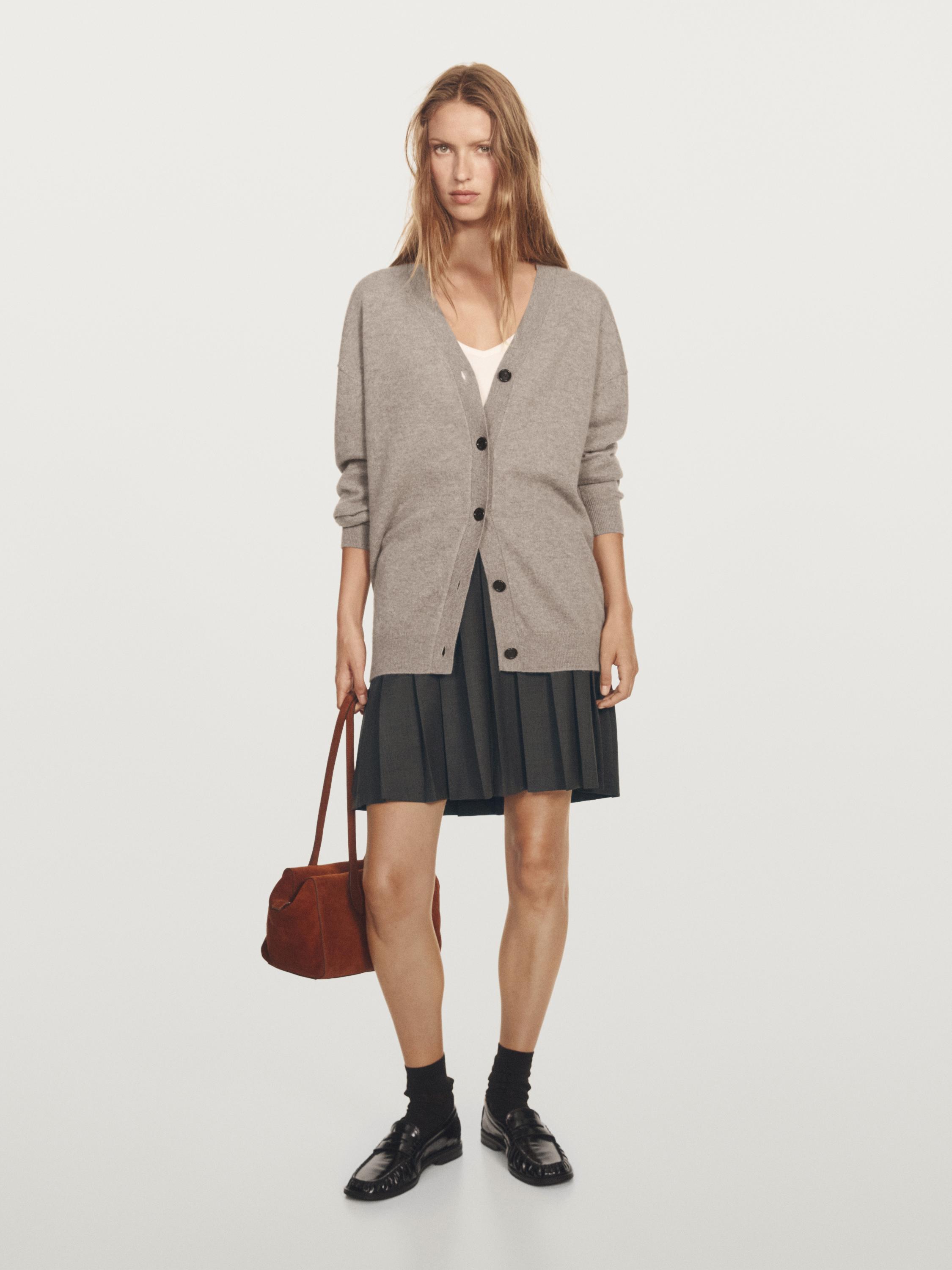 

Кардиган oversize с V-образным вырезом из 100% кашемира Massimo Dutti, Mole Brown