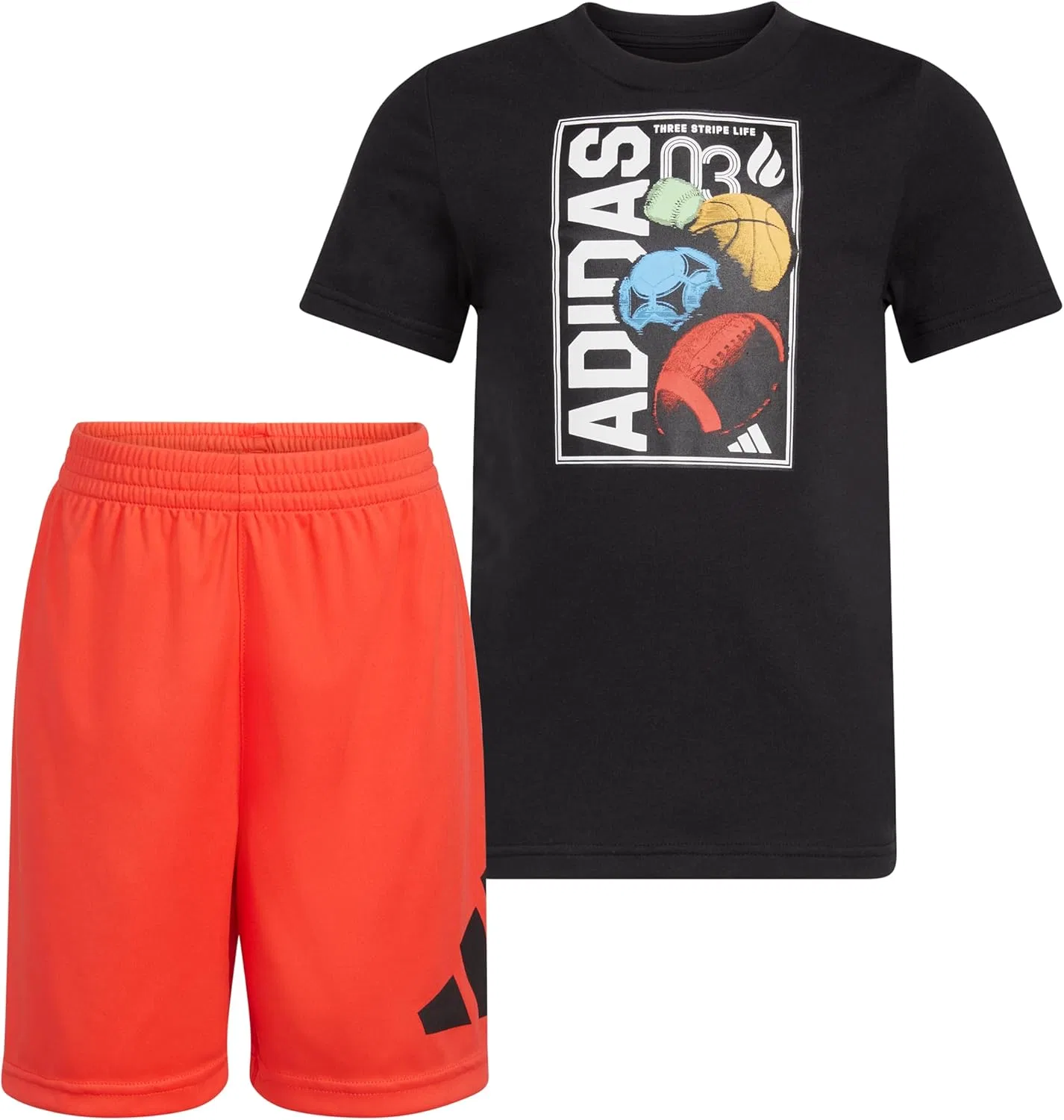 Детская футболка Adidas для мальчиков, комплект из футболки и шорт (для малышей 3 лет), черный и красный