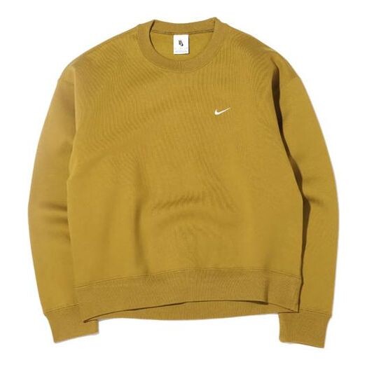 

Толстовка Men's Nike Lab Fleece Crew Solid Color Plush Stay Warm Sports Round Neck Pullover Desert Green, зеленый