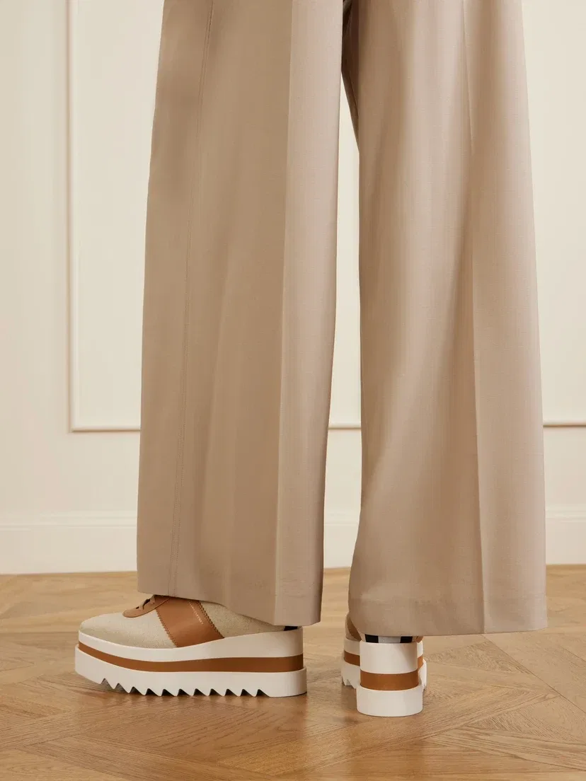 Кроссовки на завышенной подошве Sneak-Elyse Salt and Pepper из канваса STELLA MCCARTNEY, коричневый — фото 2