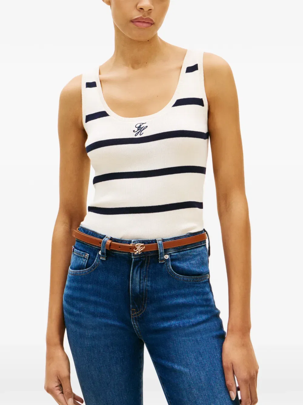 Полосатая майка Tommy Hilfiger, нейтральный — фото 4