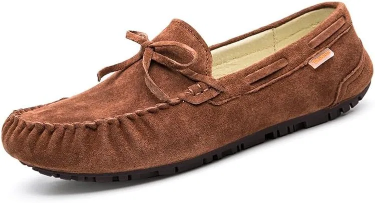 Мужские лоферы на плоском каблуке, замша, повседневные, Brown SayfuR