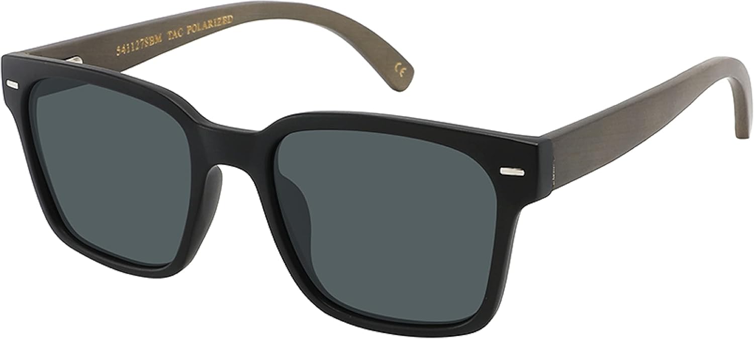 

Солнцезащитные очки Edge I-Wear из бамбукового дерева в роговой оправе с плоскими линзами и пружинным шарниром для мужчин и женщин EDGEIWEAR, Matte Black & Dark Grey Bamboo Temples