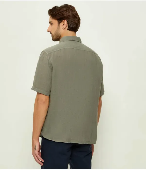 Рубашка из льна Rash Linen Shirt_2_M regular fit Boss Orange, зеленый — фото 3