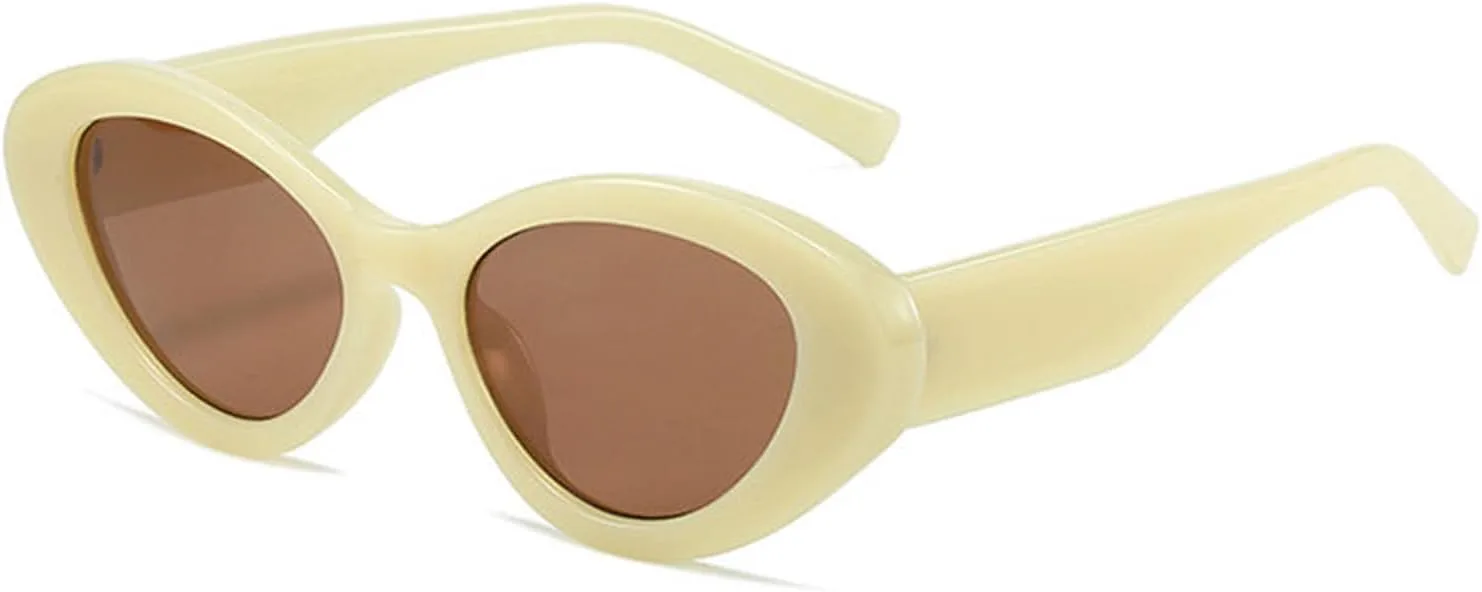 

Винтажные овальные солнцезащитные очки для женщин, дизайнерские, в маленькой оправе, «кошачий глаз», ретро, ​​черные с желтыми линзами, круглые helena, C6