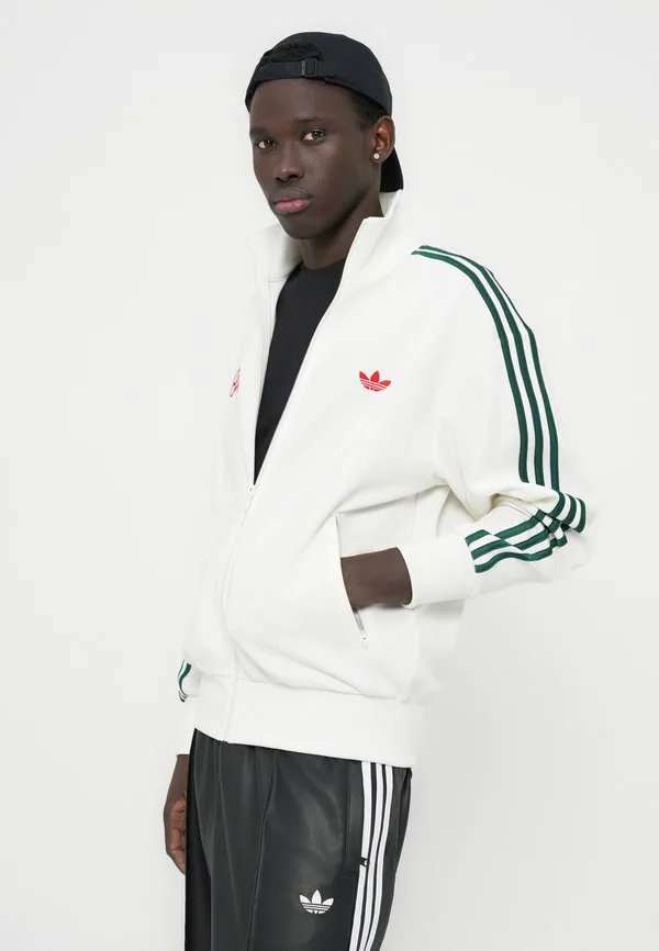 Спортивная толстовка на молнии Adidas Originals, Off-White/Collegiate Green — фото 4