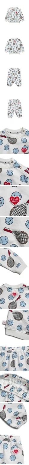 Детский спортивный костюм с принтом Baby Tennis All Over, айвори, от Belita&Boys — фото 3