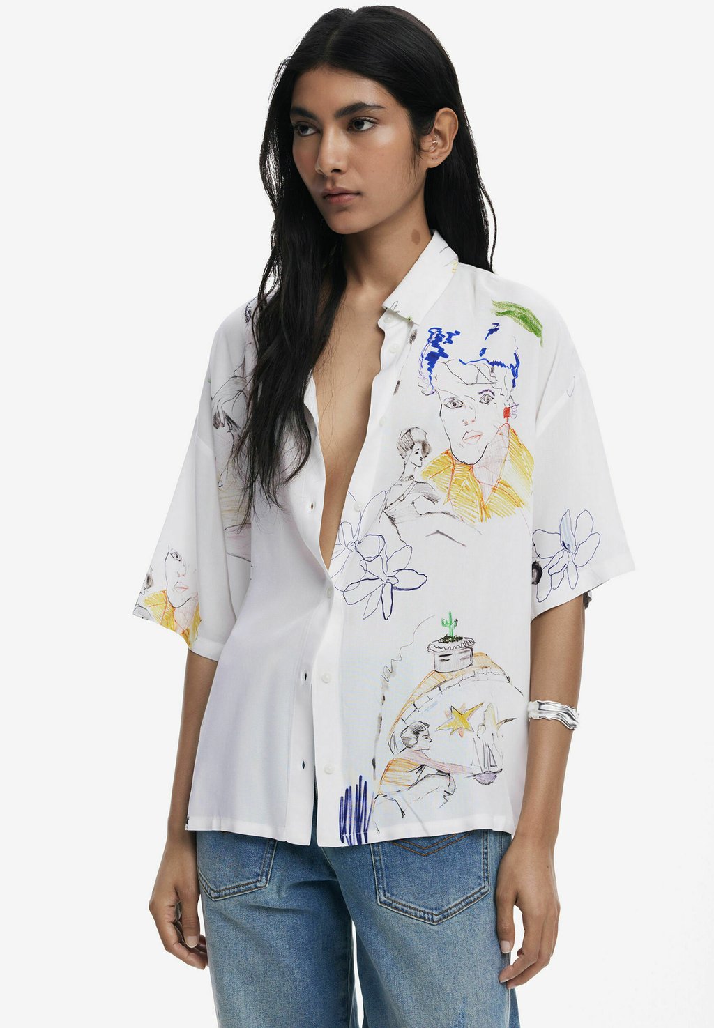 

Блузка на пуговицах SHORT-SLEEVE FACES Desigual, белый
