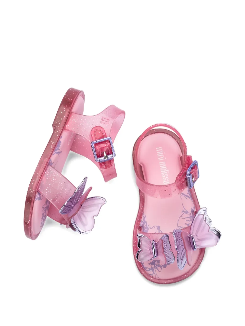 Босоножки с ремешками в виде бабочки Mini Melissa, розовый — фото 3