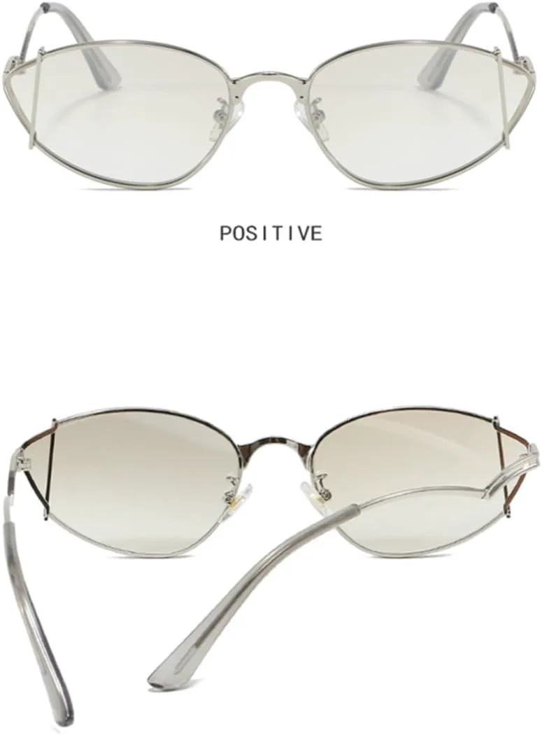 

Роскошные металлические полые солнцезащитные очки «кошачий глаз» для женщин, модные панк-очки для мужчин с защитой от УФ-излучения UV400 TOIPASTN, Silvery