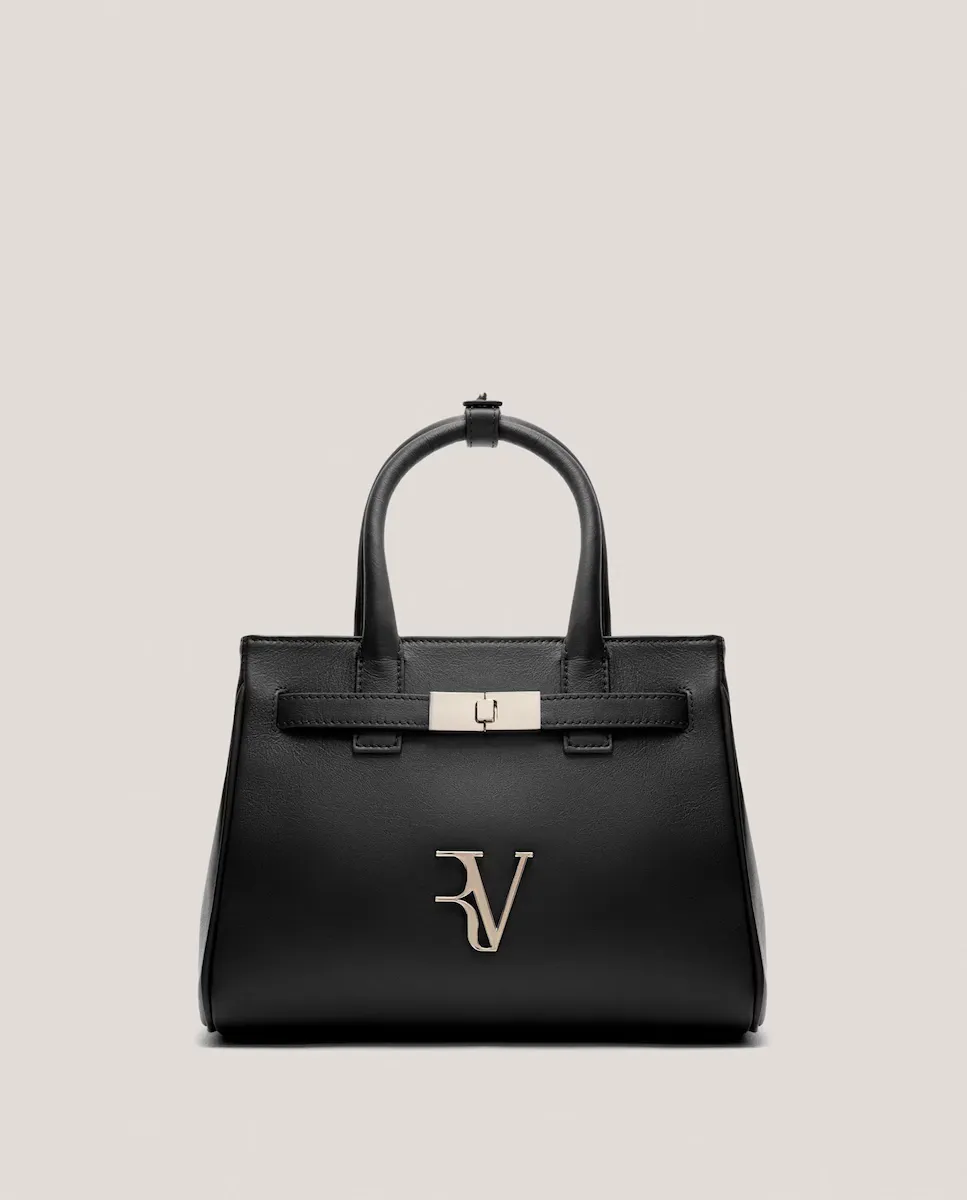 

Маленькая кожаная сумочка с застежкой-молнией и логотипом RV Roberto Verino, черный