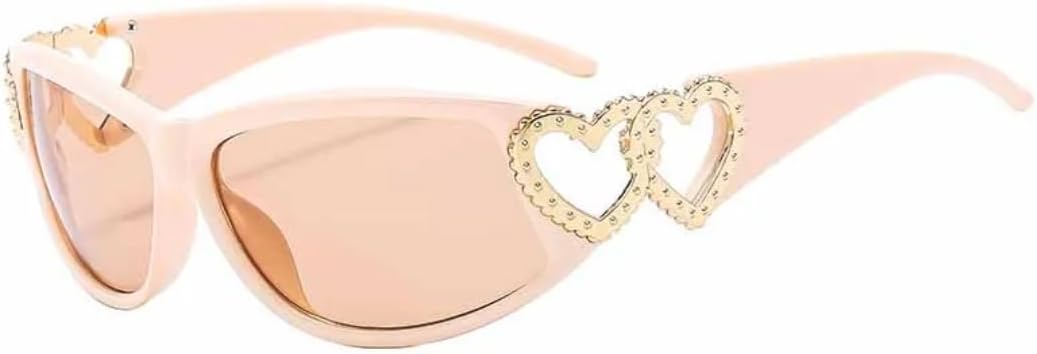 

Популярные хипстерские панк-солнцезащитные очки в форме сердца для женщин, роскошные, мужские, для путешествий, модные, с защитой от УФ-излучения UV400 TVTBBVV, Beige Champagne