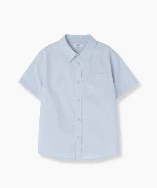 Детская рубашка MUSINSA STANDARD KIDS Релаксированная из поплина с коротким рукавом — фото 2