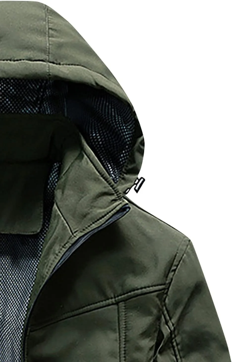 Мужская куртка с капюшоном Waterproof, уличная Casual Softshell Windbreaker, однотонная походная дождевик с карманами на молнии Generic, зеленый — фото 2