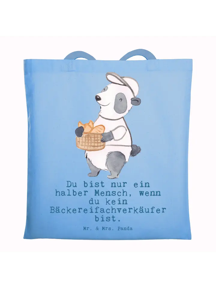 

Сумка для переноски Mr & Mrs Panda Bäckereifachverkäufer Herz, небесно-синий