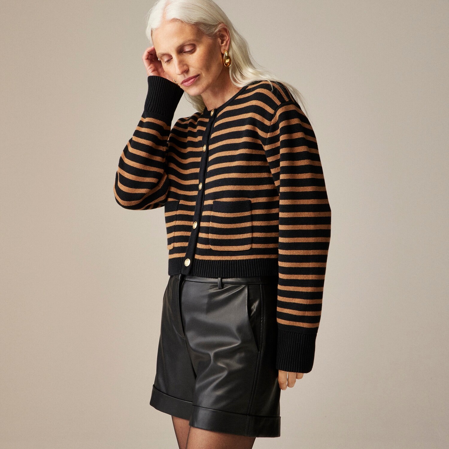 

Новый свободный свитер emilie женская куртка в полоску J.Crew, черный