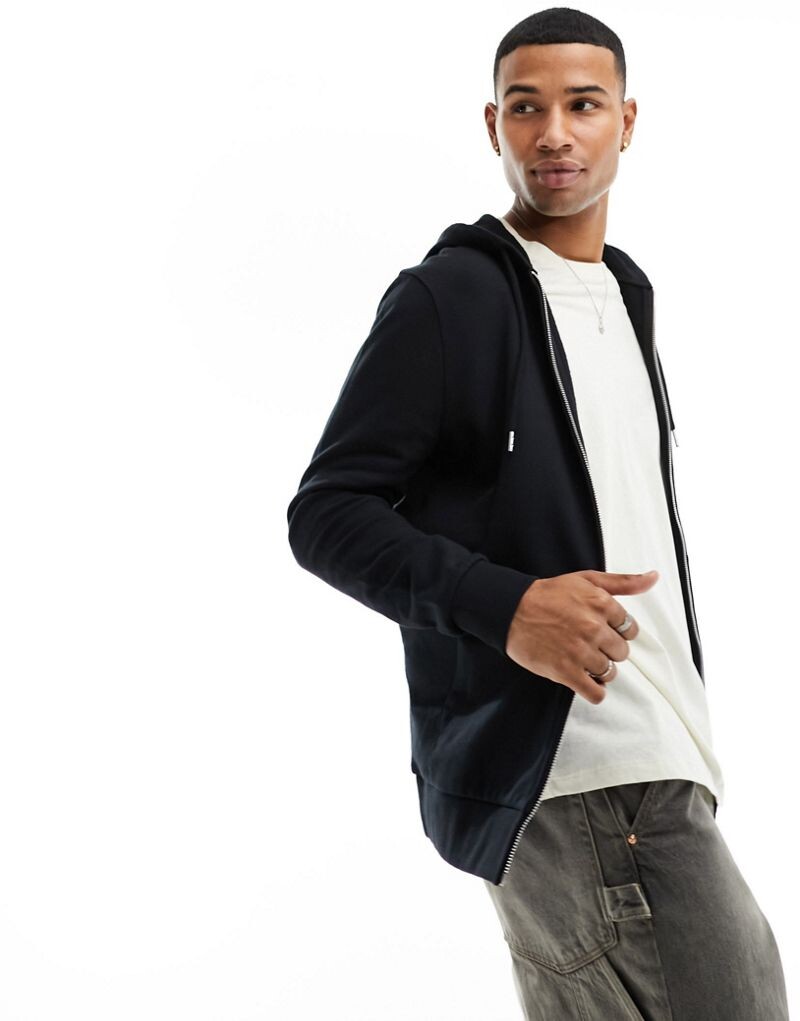 

Черное худи на молнии ASOS DESIGN