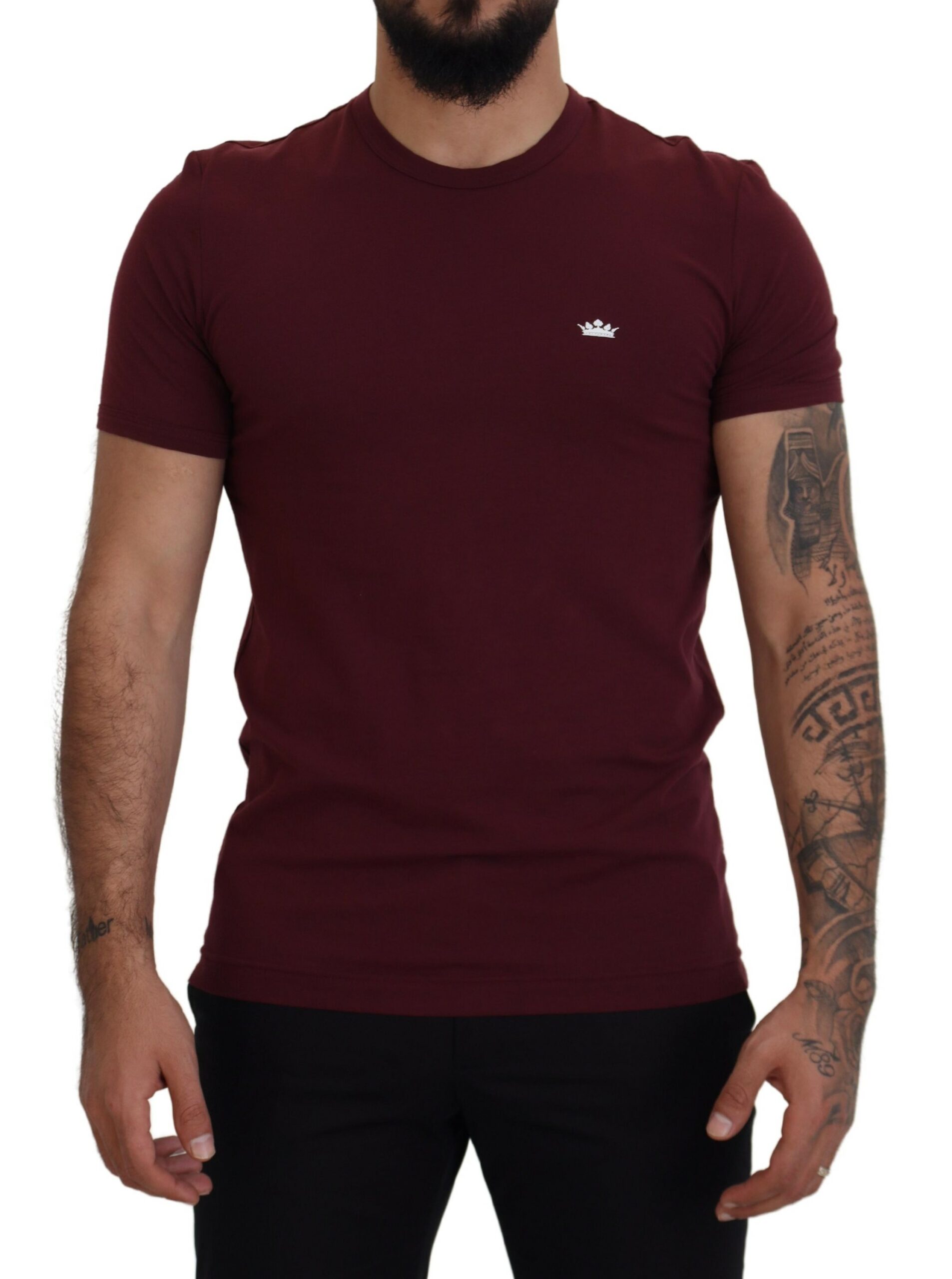 

Повседневная футболка из хлопка Maroon с круглым вырезом Dolce & Gabbana, бордовый
