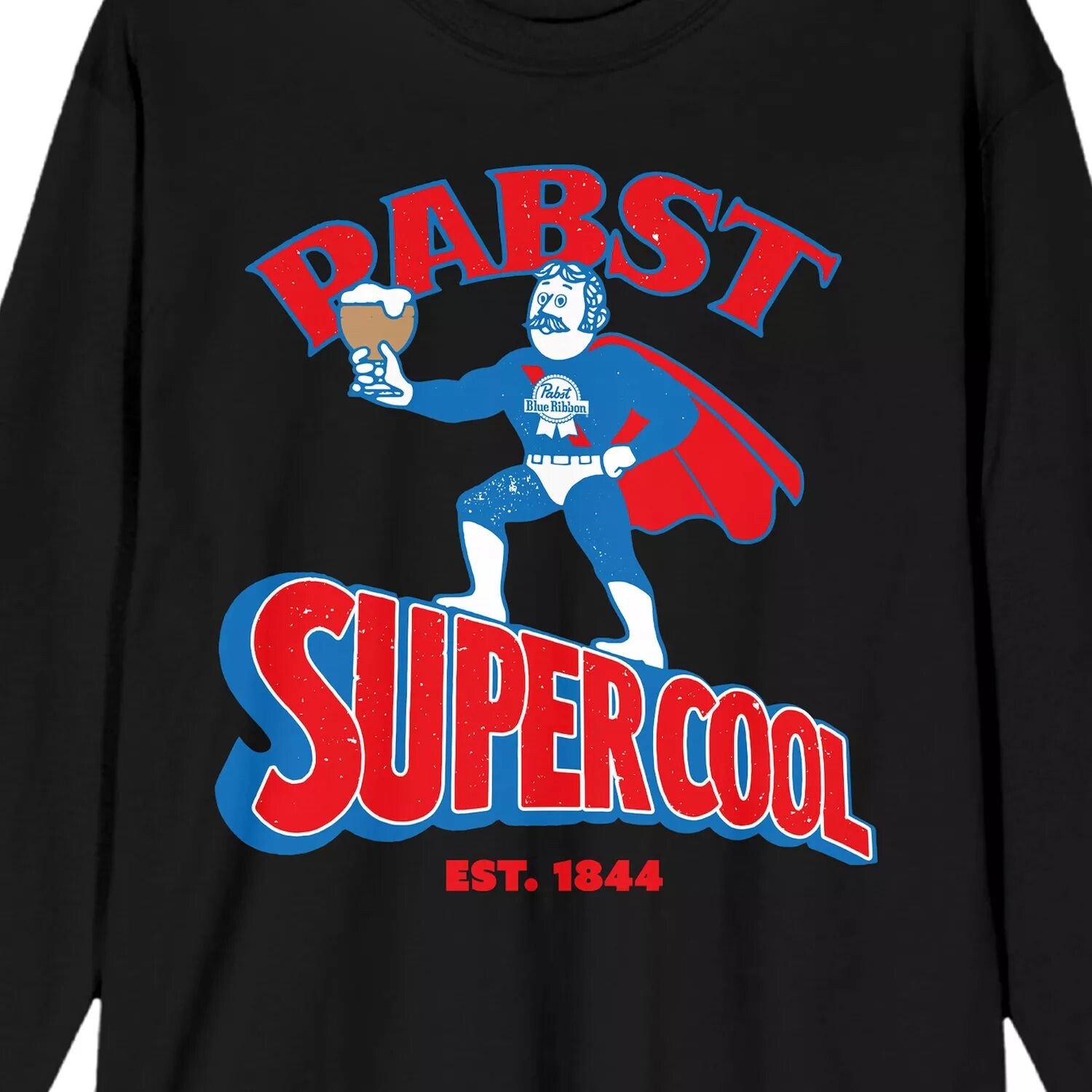 

Мужская футболка с длинными рукавами Pabst Blue Ribbon Superhero Licensed Character