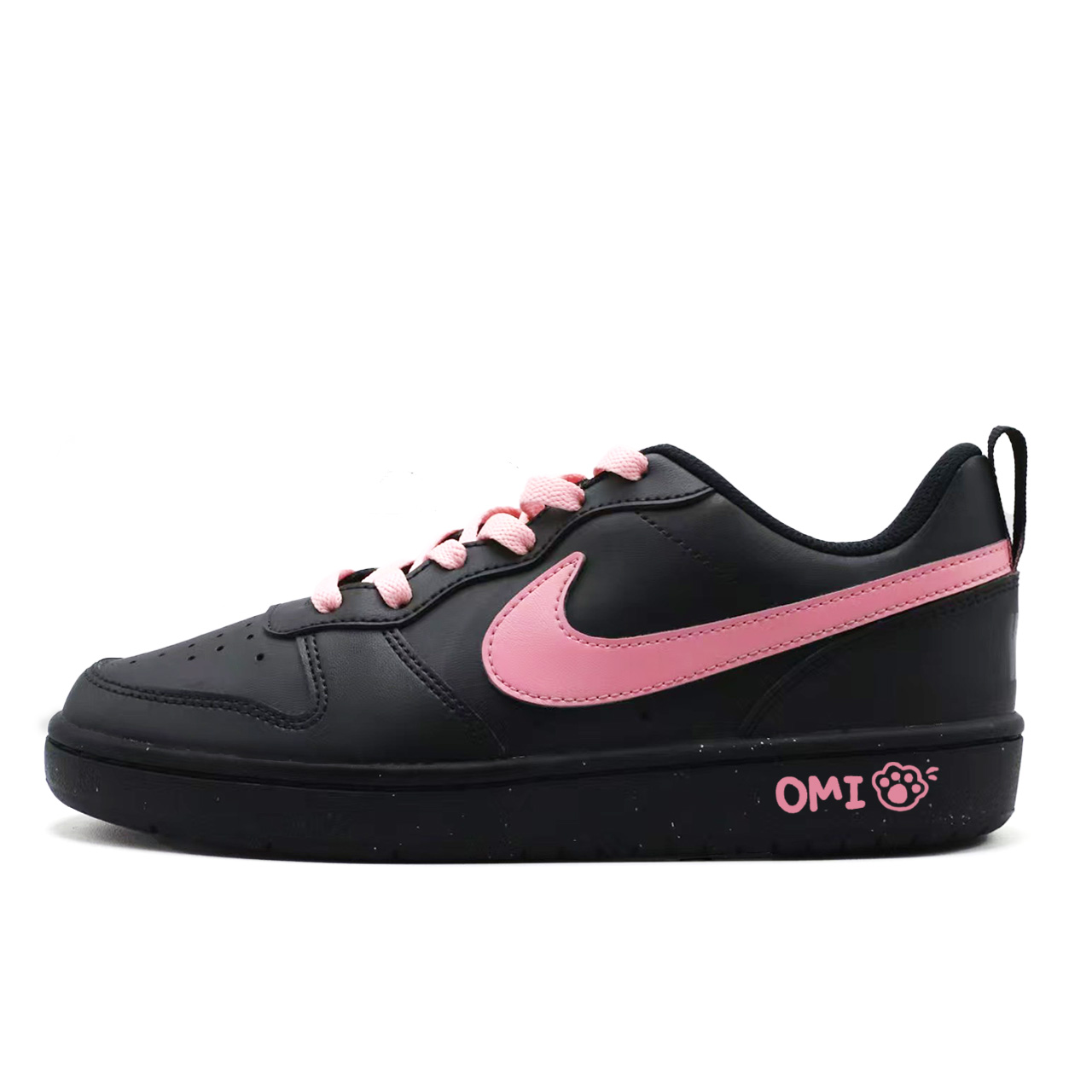 

Nike Court Borough Cool Black Sweet Pink Slip Resistant Low top детские скейтбординг кроссовки Pink