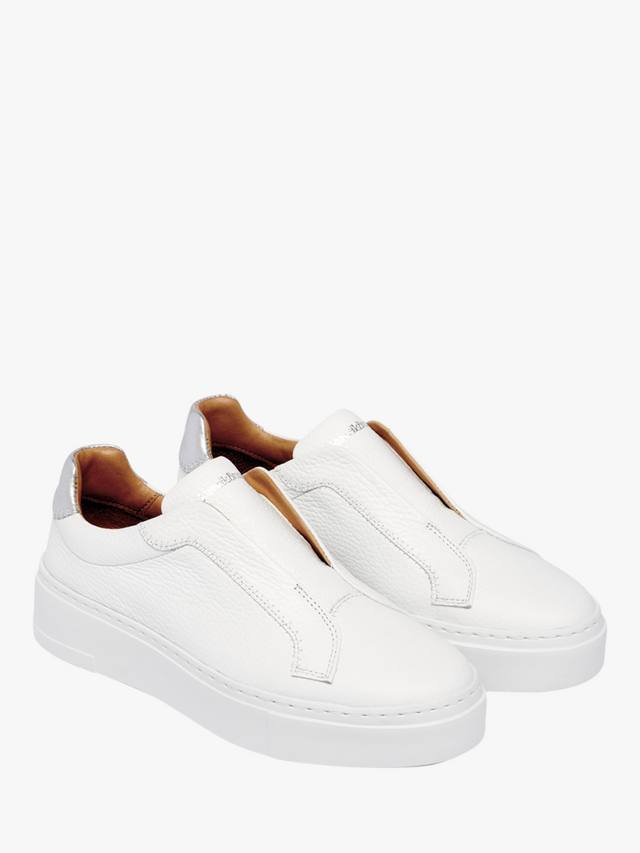 Парка Mid из зерненой кожи бесшнурные платформенные кроссовки Russell & Bromley, White — фото 2