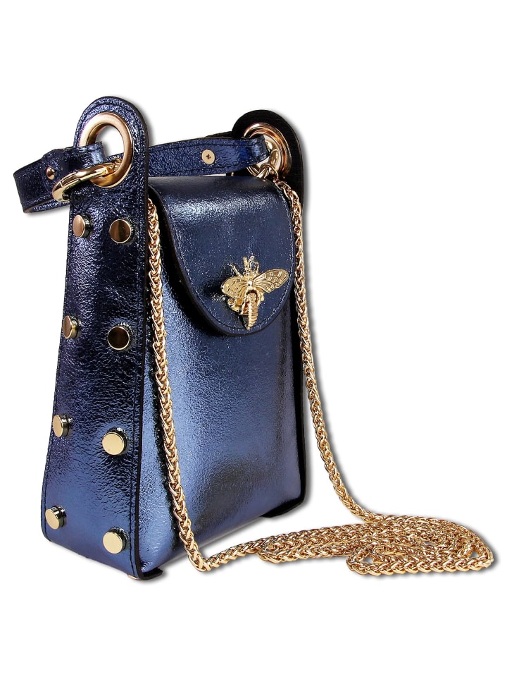 

Наплечная сумка Toscanto Umhängetasche Leder blau metallic ca. 13cm