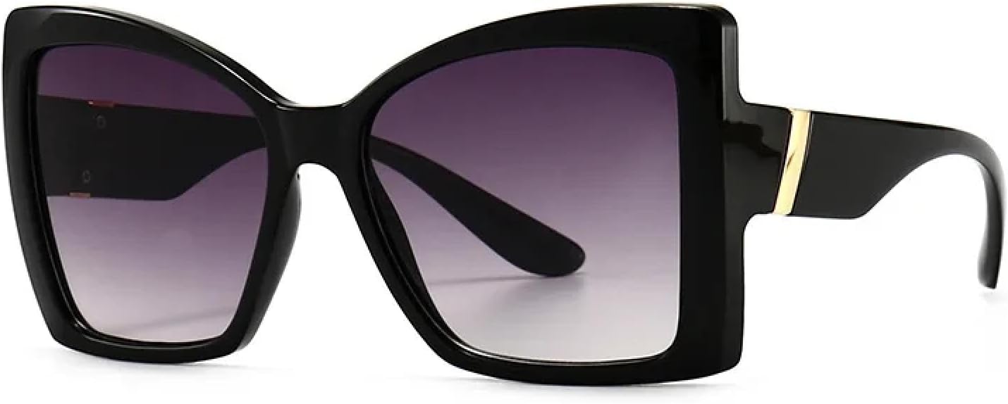 

Роскошные солнцезащитные очки «кошачий глаз» в крупной оправе для женщин, винтажный стиль, дорожный дизайн, градиентная защита от УФ-излучения UV400 TVTBBVV, Black Gray