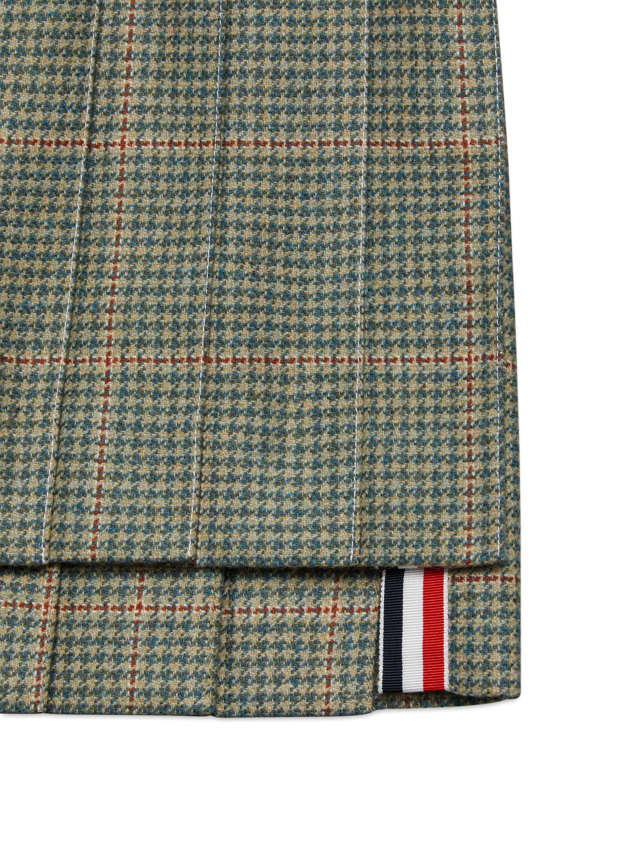 Плиссированная юбка мини в ломаную клетку Thom Browne Kids, зеленый — фото 4